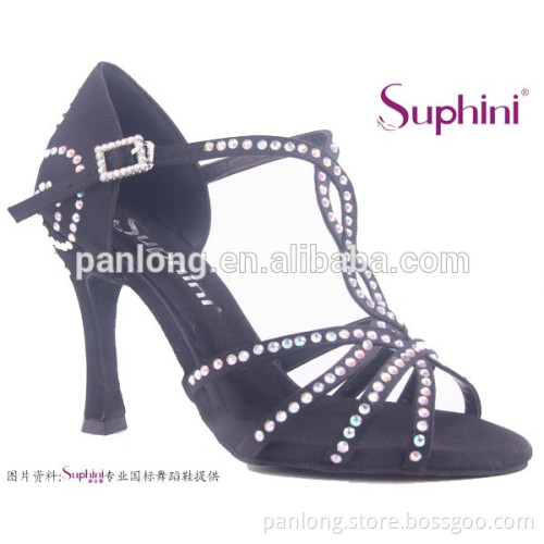 good quality crystal stone T-strap ladies latin salsa dance shoes